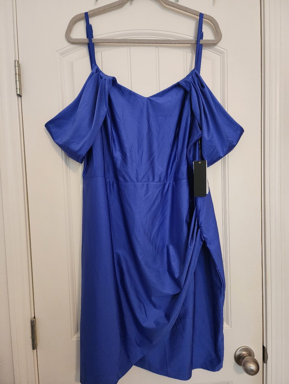 City Studio NWT Royal Blue Cold-Shoulder Satin Party Dress 22W Event Occasion